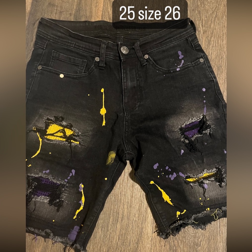 Black painted jean shorts rue21